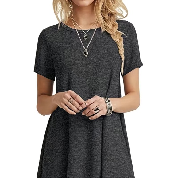 SOLID SIMPLE T-SHIRT DRESS - Picture 6 of 13